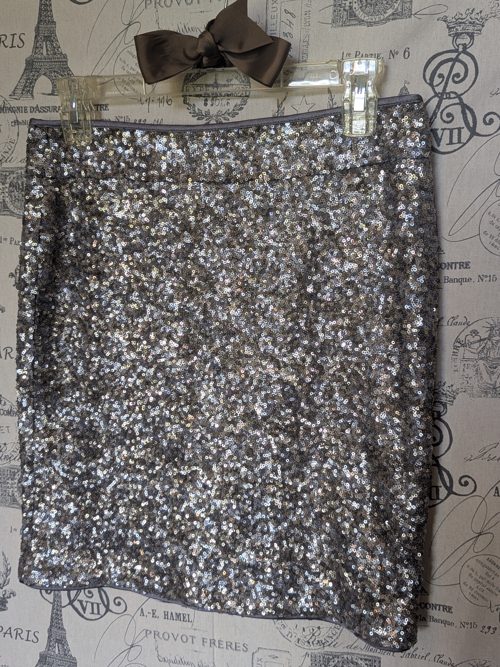 Cache Silver Sequin Mini Skirt Size 4